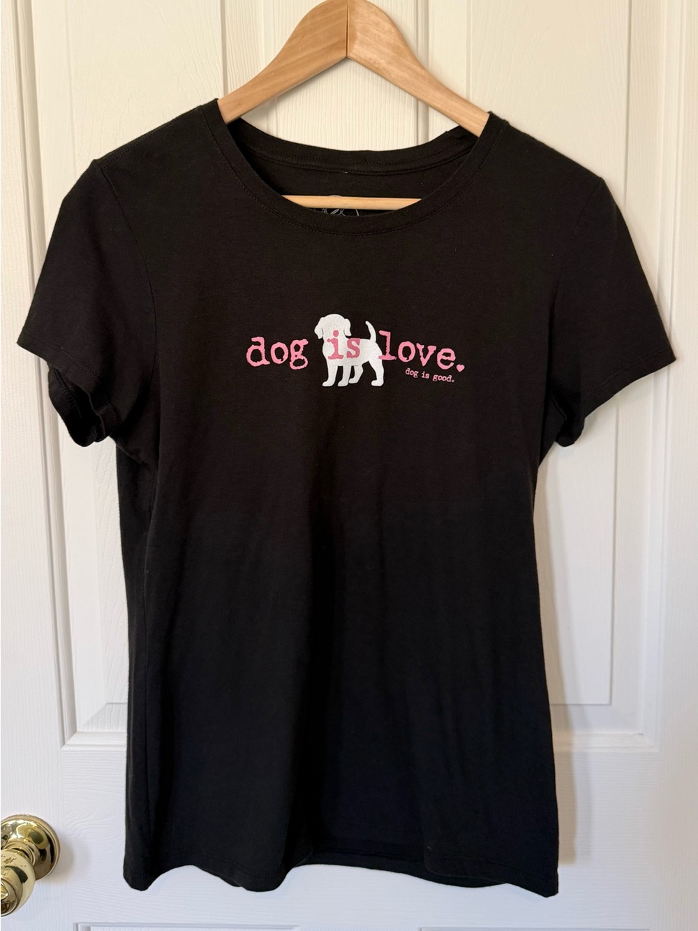 Dog Is Love Black Graphic Tee - Women's Short Sleeve